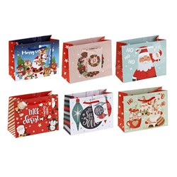 Gift Bag Xmas Basic 157gsm Small Horizontal w Jhook Asstd