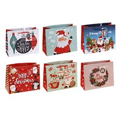 Gift Bag Xmas Basic 157gsm Med Horizontal w Jhook Asstd