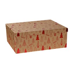 Gift Box Xmas Set 12 Rectangular Kraft Red Foil