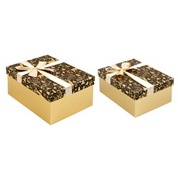 Gift Box Xmas Set 2 Rect w Foil and Bow