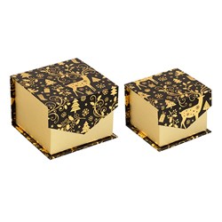 Gift Box Xmas Set 2 Square w Flip Lid w Foil