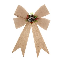 Bow Xmas Large Jute with Decoration