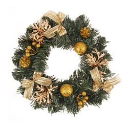 Wreath Decorated Xmas 30cm Gold
