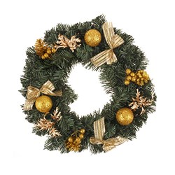 Wreath Decorated Xmas 40cm Gold