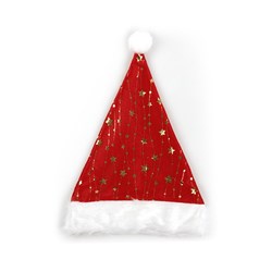 Hat Santa Xmas Adult Size Red with Gold Foil Stars