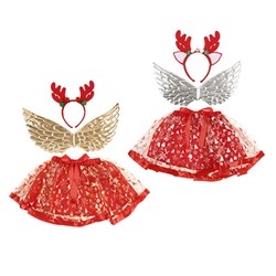 Girls Xmas Tutu inc Headband + Wings