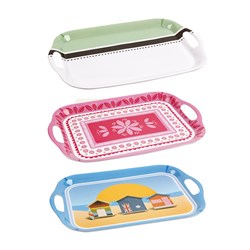 Melamine Tray w/ Handles 360gr 41x28cm 3 Asst Designs