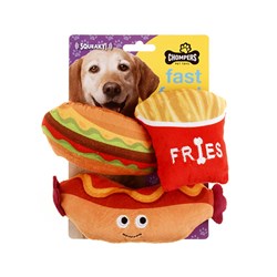 Dog Toy Plush Fast Food w Squeaker 3pk