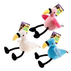 Dog Toy Leggy Parrot 33cm 3 Asst