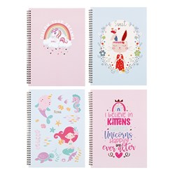 Notebook Card Cover Printed Spiral Girls Des 4Ast A4 120pg