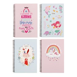 Notebook Card Cover Printed Spiral Girls Des 4Ast A5 120pg