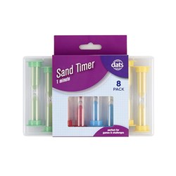 Sand Timer 1 minute 8pk Asstd Colours in plastic box