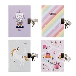 Notebook Hard Cover Printed w lock 4 Asstd Kids Designs