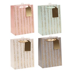Gift Bag 210gsm Gold Foil w J Hook M 180x240x80mm
