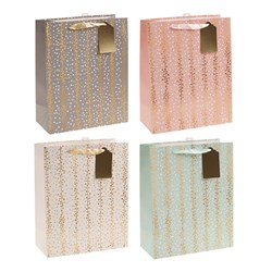 Gift Bag 210gsm Gold Foil w J Hook L 260x320x100mm