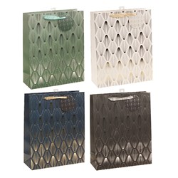 Gift Bag 210gsm Silver/Gold Foil w J Hook L 260x320x100mm