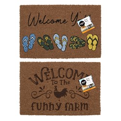 Mat Coir 2 Design Multi Col Rubber Backed 40x60cm