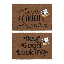 Mat Coir 2 Design Multi Col Rubber Backed 40x60cm