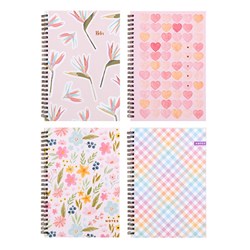 Notebook Hard Cover Printed Spiral 4 Asstd A5 120pg