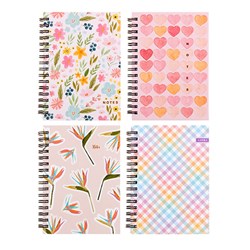 Notebook Hard Cover Printed Spiral 4 Asstd A6 120pg