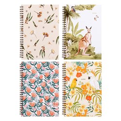 Notebook Hard Cover Printed Spiral Australia 4Ast A5 120pg