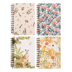 Notebook Hard Cover Printed Spiral Australia 4Ast A6 120pg