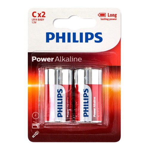 Battery Philips Alkaline Size C 2Pk