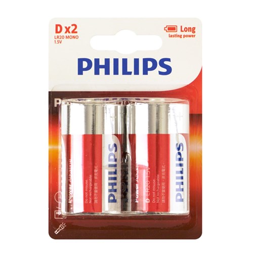 Battery Philips Alkaline Size D 2Pk