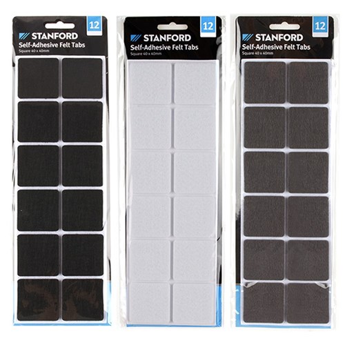 Felt Adhesive Square Shape 12Pk