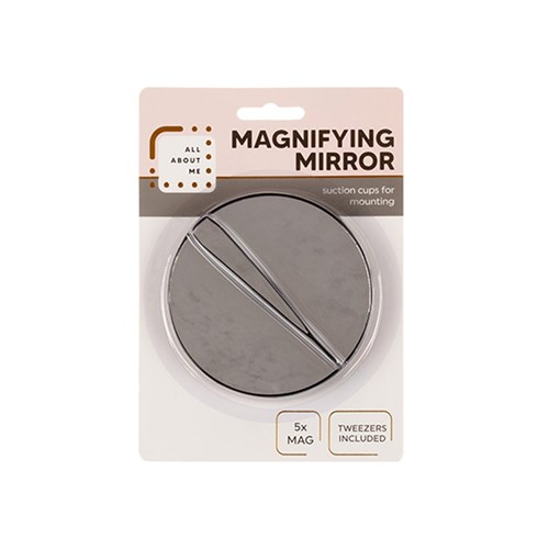 Mirror 5x Magnifying w Suction Caps and Tweezers