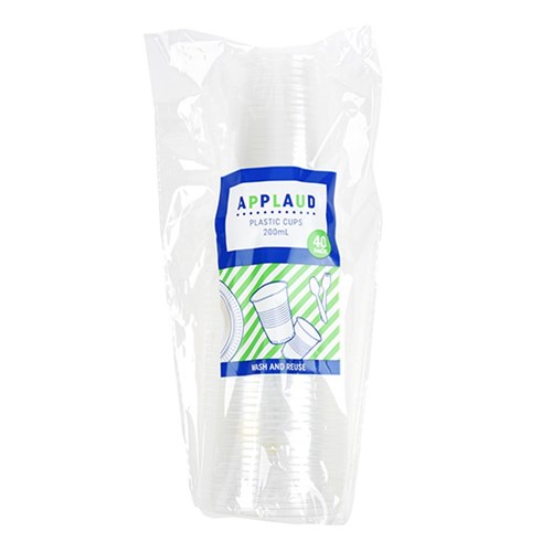 Cup Plastic 200ml Pk40 Clear