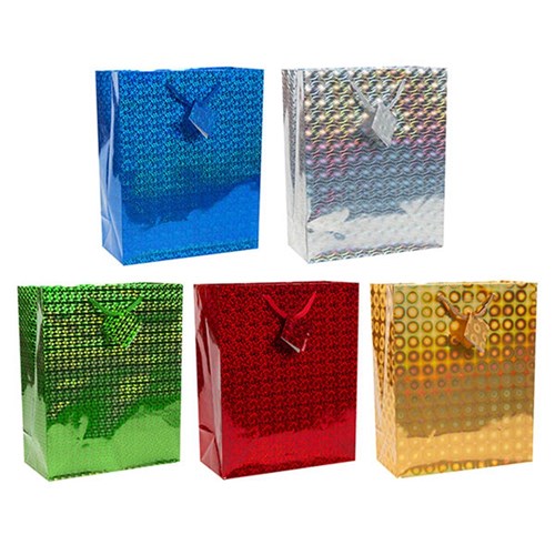Gift Bag HOLOGRAPHIC Large 26x32x12cm Asstd Cols