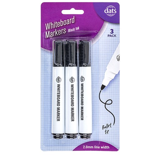 Marker Whiteboard 3pk Black Ink