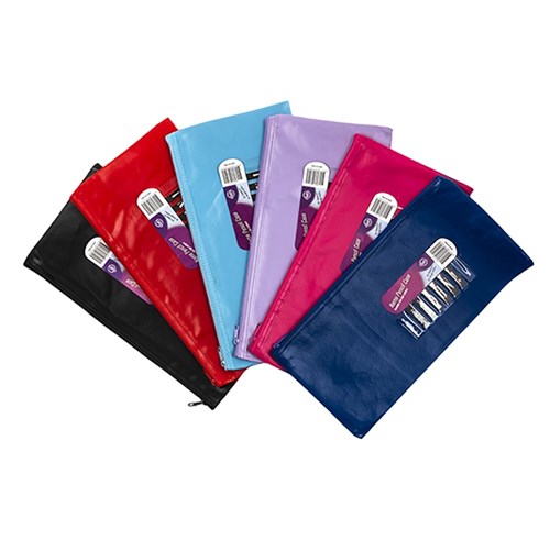 Pencil Case Name 1 Zip PVC 330x165mm Asstd Cols