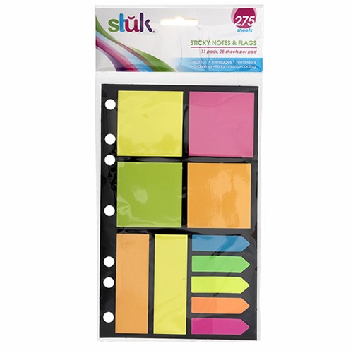 Note Sticky Mixed Shapes Sizes 25 Sheets x 11pads Total 275sh