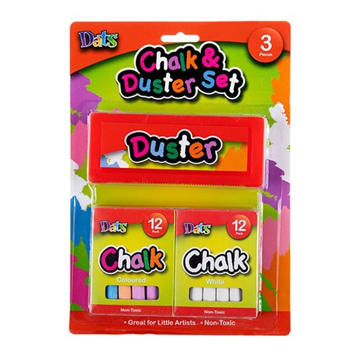 Chalk Set Incl 12pc White 12pc Coloured 1pc Duster