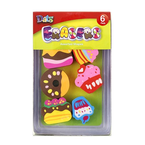Eraser 6pk Mixed Designs