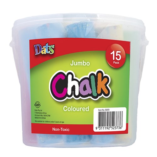 Chalk Jumbo Coloured 15pk in Bucket