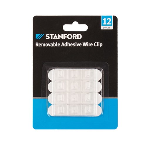 Hooks Removable Adhesive Plastic Wire Clip 12Pk 17x15m