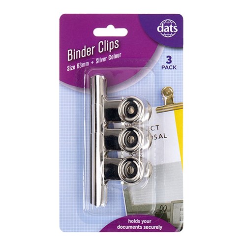 Clip Binder Silver 63mm 3pk