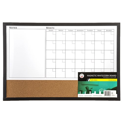 Combo Board Magnetic Calendar Corkboard 600x400mm