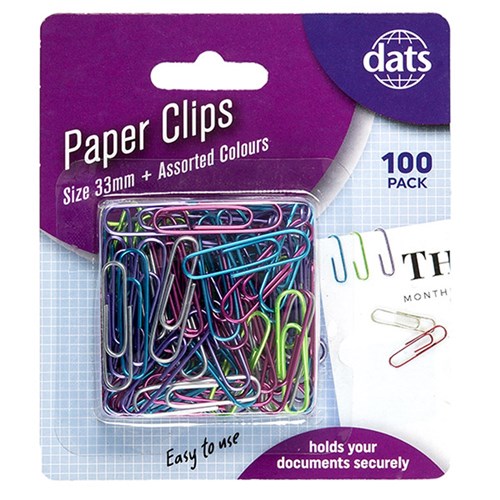 Clip Paper 33mm 100pk Mixed Metallic Cols