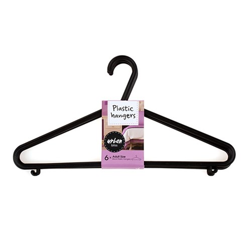 Hanger Plastic Pk6 Adult Black
