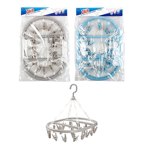 Hanger Clothes Airer Oval Plastic 20 Pegs 2 Asstd Cols