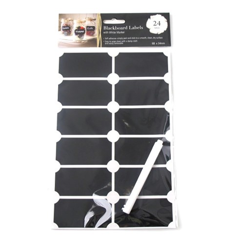 Labels Multi Purpose Chalkboard 24Pk w White Marker