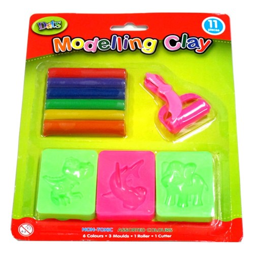 Toys Clay Modelling 11pc Set 6 Cols and Moulds
