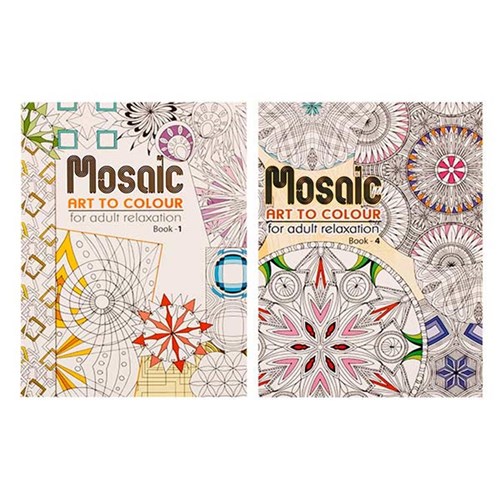 Book Colouring Adult Mosaic 24sheets