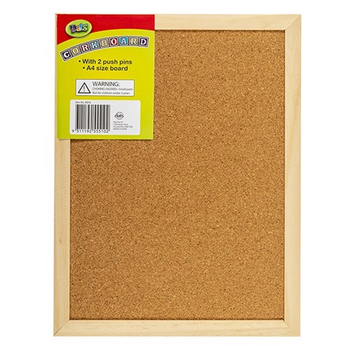 Corkboard Wooden Frame 230x300mm w 2pc Push Pins