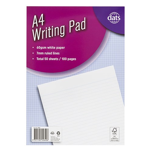 Pad Paper Writing A4 100pg P7.2 FSC Mix Credit