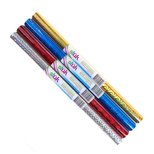 Book Cover Holographic 45cm x 1M 4 Asstd Cols